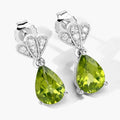 2.70 Ct Pear Green Peridot & Lab Diamond Prong Silver Teardrop Dangle Earrings by Fine Color Jewels