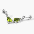2.70 Ct Pear Green Peridot & Lab Diamond V-Prong Silver Teardrop Dangle Earrings by Fine Color Jewels