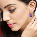 2.70 Ct Pear Purple Amethyst & Lab Diamond V-Prong Silver Teardrop Dangle Earrings by Fine Color Jewels