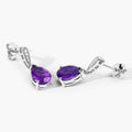 2.70 Ct Pear Purple Amethyst & Lab Diamond V-Prong Silver Teardrop Dangle Earrings by Fine Color Jewels