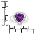 2.70 Ct Trillion Purple Amethyst and Lab Diamond Prong Silver Halo Bridge Ring by Fine Color Jewels