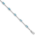 2.72 Ct Oval Swiss Blue Topaz Prong Sterling Silver Link Bracelet by Fine Color Jewels