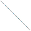 2.72 Ct Oval Swiss Blue Topaz Prong Sterling Silver Link Bracelet by Fine Color Jewels