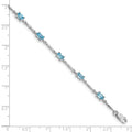2.72 Ct Oval Swiss Blue Topaz Prong Sterling Silver Link Bracelet by Fine Color Jewels