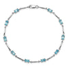2.72 Ct Oval Swiss Blue Topaz Prong Sterling Silver Link Bracelet
