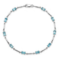 2.72 Ct Oval Swiss Blue Topaz Prong Sterling Silver Link Bracelet by Fine Color Jewels