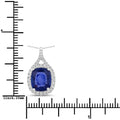 2.73 Ct Genuine Cushion Ceylon Blue Sapphire and Diamond 18K White Gold Halo Pendant by Fine Color Jewels