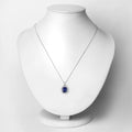 2.73 Ct Genuine Cushion Ceylon Blue Sapphire and Diamond 18K White Gold Halo Pendant by Fine Color Jewels