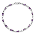 2.73 Ct Oval Purple Amethyst Prong Sterling Silver Infinity Link Bracelet by Fine Color Jewels