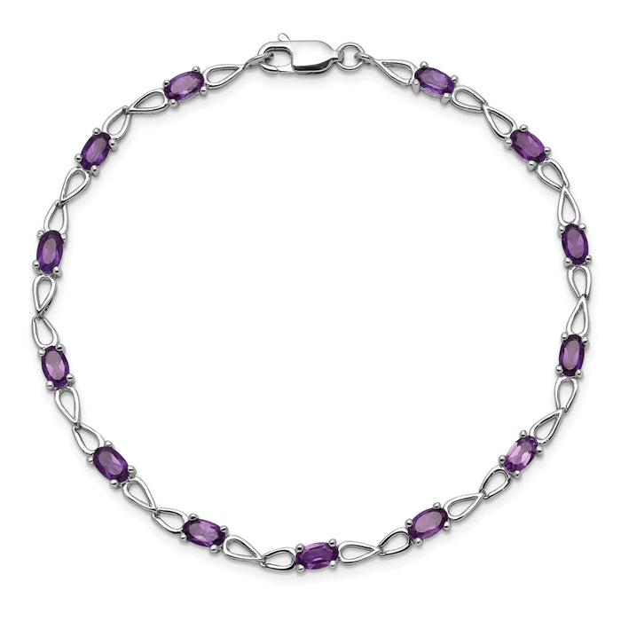 2.73 Ct Oval Purple Amethyst Prong Sterling Silver Infinity Link Bracelet by Fine Color Jewels