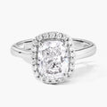 2.74 Ct Cushion Lab Grown Diamond Prong Platinum Bridal Halo Ring by Fine Color Jewels