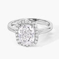 2.74 Ct Cushion Lab Grown Diamond Prong Platinum Bridal Halo Ring by Fine Color Jewels