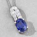 2.74 Ct Genuine Oval Ceylon Blue Sapphire and Diamond 18K White Gold Slide Pendant by Fine Color Jewels