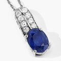 2.74 Ct Genuine Oval Ceylon Blue Sapphire and Diamond 18K White Gold Slide Pendant by Fine Color Jewels