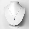 2.74 Ct Genuine Oval Ceylon Blue Sapphire and Diamond 18K White Gold Slide Pendant by Fine Color Jewels