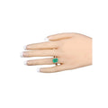 2.80 Ct Octagon Green Zambian Emerald and White Diamond Prong 14k Gold Split Shank Pave Bridge Ring by Fine Color Jewels