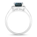 2.80 Ct Octagon London Blue Topaz and Lab Diamond Prong Silver Halo Ring by Fine Color Jewels