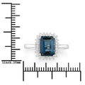 2.80 Ct Octagon London Blue Topaz and Lab Diamond Prong Silver Halo Ring by Fine Color Jewels