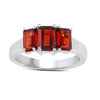 2.80 Ct Octagon Red Garnet Prong Silver Three Stone Ring