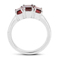 2.80 Ct Octagon Red Garnet Prong Silver Three Stone Ring by Fine Color Jewels