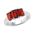 2.80 Ct Octagon Red Garnet Prong Silver Three Stone Ring by Fine Color Jewels