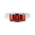 2.80 Ct Octagon Red Garnet Prong Silver Three Stone Ring by Fine Color Jewels