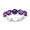 2.80 Ct Round Purple Amethyst Prong Silver 5 Stone Ring
