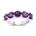 2.80 Ct Round Purple Amethyst Prong Silver 5 Stone Ring by Fine Color Jewels