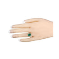 2.84 Ct Octagon Green Zambian Emerald and White Diamond Prong 14k Gold Statement Pave Bridge Ring by Fine Color Jewels
