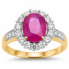 2.85 Ct Oval Pink Burma Ruby and Diamond Prong 18K Yellow Gold Halo Pave Ring