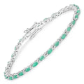 2.88 Ct Oval Emerald Prong Sterling Silver Tennis Bracelet by Fine Color Jewels