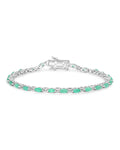 2.88 Ct Oval Emerald Prong Sterling Silver Tennis Bracelet by Fine Color Jewels
