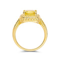 2.90 Ct Cushion Yellow Sapphire Prong 18k Yellow Gold Over Silver Statement Ring by Fine Color Jewels