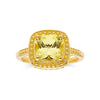 2.90 Ct Cushion Yellow Sapphire Prong 18k Yellow Gold Over Silver Statement Ring