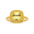 2.90 Ct Cushion Yellow Sapphire Prong 18k Yellow Gold Over Silver Statement Ring by Fine Color Jewels