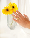2.90 Ct Cushion Yellow Sapphire Prong 18k Yellow Gold Over Silver Statement Ring by Fine Color Jewels
