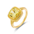 2.90 Ct Cushion Yellow Sapphire Prong 18k Yellow Gold Over Silver Statement Ring by Fine Color Jewels