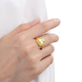 2.90 Ct Cushion Yellow Sapphire Prong 18k Yellow Gold Over Silver Statement Ring by Fine Color Jewels