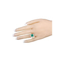 2.92 Ct Octagon Green Zambian Emerald and White Diamond Prong 14k Gold Halo Bridge Ring by Fine Color Jewels