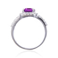 2.96 Ct Octagon Created Purple Sapphire and White Topaz Prong Silver Split Band Ring by Fine Color Jewels