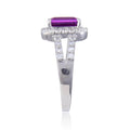 2.96 Ct Octagon Created Purple Sapphire and White Topaz Prong Silver Split Band Ring by Fine Color Jewels