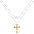 2.97 CTTW Yellow Citrine Prong Silver Cross Pendant Necklace by Fine Color Jewels