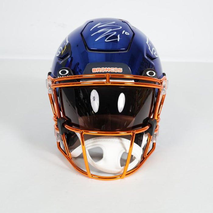 Bo Nix Signed Broncos Full-Size Authentic On-Field Chrome Alternate Speedflex Helmet (Beckett) by Price Is Right Miami