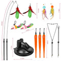 2 Cat Wand Toys with Suction Cup Double Head Interactive Cat Feather Toy by DailySale
