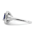 2 Ct Cushion Blue Created Sapphire & Lab Diamond Prong 10K White Gold Halo Ring by Fine Color Jewels