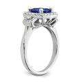 2 Ct Cushion Blue Created Sapphire & Lab Diamond Prong 10K White Gold Halo Ring by Fine Color Jewels