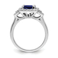 2 Ct Cushion Blue Created Sapphire & Lab Diamond Prong 10K White Gold Halo Ring by Fine Color Jewels