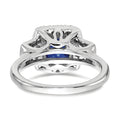 2 Ct Cushion Blue Created Sapphire & Lab Diamond Prong 10K White Gold Halo Ring by Fine Color Jewels