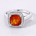 2 Ct Cushion Yellow Madeira Citrine and Lab Diamond Prong Silver Halo Ring by Fine Color Jewels