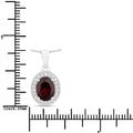2 Ct Oval Red Garnet Lab Diamond Prong Silver Halo Pendant Necklace by Fine Color Jewels
